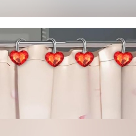 Other - New Heart-Shaped Red Acrylic Curtain Hooks.